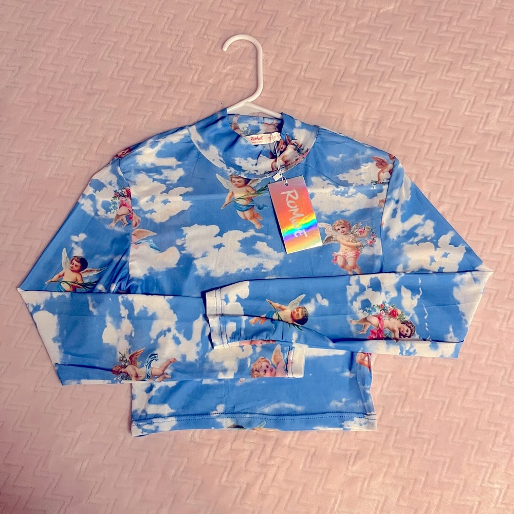 COPY - blue sheer angel long sleeve